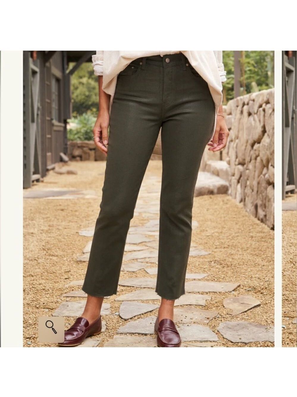 NEW Frank & Eileen Cork Everyday Jeans Coated Olive Green Size 29